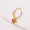 Brass Micro Pave Clear Cubic Zirconia Dangle Hoop Nose Rings FS-WG904D6-05-1
