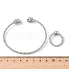 Oval Brass Micro Pave Cubic Zirconia Cuff Bangles & Rings Sets for Women SJEW-R002-03P-02-5