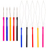 Unicraftale 10Pcs 10 Style Plastic Crochet Hooks & Stainless Steel Hair Extension Loop Needle Threader TOOL-UN0001-31-1