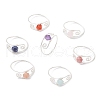 7Pcs Copper Wire Wrapped Gemstone Star Cut Round Bead Finger Rings for Women RJEW-JR00891-02-2