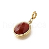 304 Stainless Steel Pave Natural Carnelian(Dyed & Heated) Faceted Oval Pendant Decoration STAS-H202-17G-2