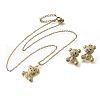 Bear Brass Micro Pave Cubic Zirconia Stud Earrings & Pendant Necklaces Sets SJEW-Z002-01G-4