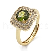 Mother's Day Rings Adjustable Rack Plating Brass Micro Pave Cubic Zirconia Finger Rings for Women RJEW-M028-45G-2