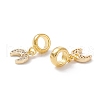 Brass Cubic Zirconia European Dangle Charms KK-B037-18G-2