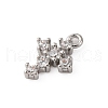 Brass Micro Pave Clear Cubic Zirconia Charms KK-V016-22D-P-2