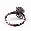 Natural Amethyst Chips with Vortex Finger Ring RJEW-L082-02R-04-4