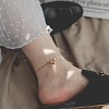 201 Stainless Steel Double Round Ball Charm Anklets for Women FS-WGE7FBE-01-4