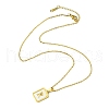 Ion Plating(IP) Rectangle with Initial Letter 304 Stainless Steel Pendant Necklace NJEW-R265-04G-R-3