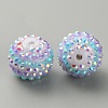 Stripe Pattern Resin Rhinestone Beads RESI-WH0034-20J-1