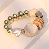 Plastic Pearl & CCB Plastic & Natural Coconut & Resin Beaded Stretch Bracelets for Women WG1DA6D-01-1