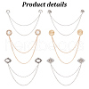 GOMAKERER 6Pcs 6 Styles Alloy Hanging Chains Collar Pins Tie Clips JEWB-GO0001-04-3
