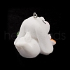 Opaque Resin Cute Bunny Pendants X-RESI-K023-02-4