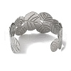 Stainless Steel Chunk Leaf Open Cuff Bangles for Women BJEW-G719-17P-3