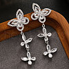 Brass Clear Cubic Zirconia Dangle Stud Earrings FS-WG3FB92-01-1