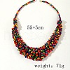 Bohemian Wood Rondelle Beaded Multi Lauered Necklaces for Women FS-WGD6EC4-01-4