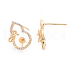 Brass Micro Pave Clear Cubic Zirconia Earring Findings KK-T062-226G-NF-2