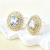 Brass Micro Pave Clear Cubic Zirconia Stud Earrings for Women EJEW-F363-03G-4