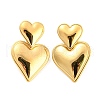 304 Stainless Steel Double Heart Dangle Stud Earrings for Women EJEW-D076-01B-G-1