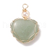 Natural Green Aventurine & Freshwater Pearl Pendants PALLOY-JF01661-04-1