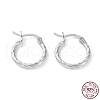 Rhodium Plated 925 Sterling Silver Hoop Earrings EJEW-K258-03A-P-1