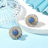 Dyed & Heated Natural Blue Aventurine & Seed Braided Flower Stud Earrings EJEW-MZ00076-4