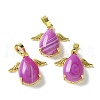 Natural Orchid Banded Agate(Dyed & Heated) Pendants KK-F888-01G-24-1