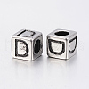 304 Stainless Steel Large Hole Letter European Beads STAS-H428-01AS-D-2