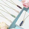 Natural Mixed Gemstone Faceted Bullet Shaped Pendant Necklaces NJEW-JN05026-01-2