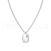 Rectangle with Star 925 Sterling Silver Micro Pave Cubic Zirconia Pendant Necklaces NJEW-K279-02S-4