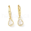 Teardrop Rack Plating Brass Cubic Zirconia Hoop Earrings EJEW-K245-23G-1