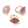 Horse Eye Natural Strawberry Quartz Cuff Rings RJEW-M076-04G-04-2
