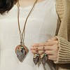 Bohemian Style Leaf Alloy & Wood Pendant Necklaces & Dangle Earrings Sets WG5D754-01-4
