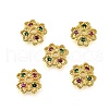 Flower Brass Micro Pave Cubic Zirconia Bead Caps KK-K300-01A-G-1