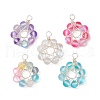 Frosted Dyed Synthetic Moonstone Round Beaded Pendants PALLOY-JF03469-1