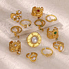 Retro Royal Style Stainless Steel with Cubic Zirconia Cuff Rings for Women FS-WG343E9-06-2