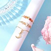 3Pcs Copper Wire Wrapped Gemstone Faceted Round Bead Finger Rings for Women RJEW-JR00887-3