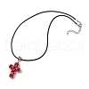 Glass Seed Beads & Synthetic Blue Goldstone Beaded Cross Pendant Necklaces NJEW-MZ00103-02-4
