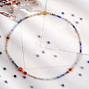 Faceted Round Natural Aquamarine & Natural Carnelian Beaded Necklaces for Women NB0478-2