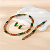 Rectangle Alloy Acrylic Chain Necklaces & Bracelets & Stud Earrings Sets FS-WG120DF-01-4