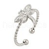 304 Stainless Steel Crystal Rhinestone Cuff Rings for Women RJEW-G338-02P-4