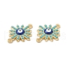 Alloy Connector Charms with Blue Enamel and Synthetic Turquoise FIND-H039-41G-2