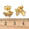Brass Micro Pave Clear Cubic Zirconia Stud Earrings EJEW-D305-20G-03-4