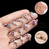 Brass Micro Pave Cubic Zirconia Dangle Hoop Nose Rings WGB81FA-01-1