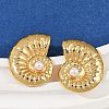 304 Stainless Steel ABS Plastic Pearl Stud Earrings STAS-D368-01A-G-2