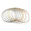 7Pcs 3 Colors PVD Vacuum Plating 202 Stainless Steel Bangle Sets BJEW-M317-12-1
