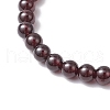 Round Natural Grade AAAA Garnet Strawberry Quartz Beads Stretch Bracelets BJEW-JB11825-01-4