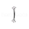 304 Stainless Steel Flat Round Cubic Zirconia Eyebrow Curved Barbell Rings WG8201B-03-1