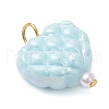 Opaque Acrylic Beads with ABS Plastic Imitation Pearl Beads and Iron Flat Head Pins Pendants PALLOY-JF03776-4