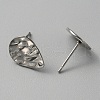 304 Stainless Steel Textured Geometry Stud Earring Findings with Hole STAS-WH0027-54J-3