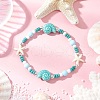 Synthetic Turquoise & Porcelain & Dyed Natural Howlite Beads Stretch Bracelets for Women BJEW-JB11793-01-1
